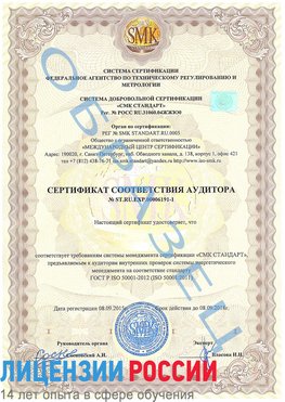 Образец сертификата соответствия аудитора №ST.RU.EXP.00006191-1 Нахабино Сертификат ISO 50001